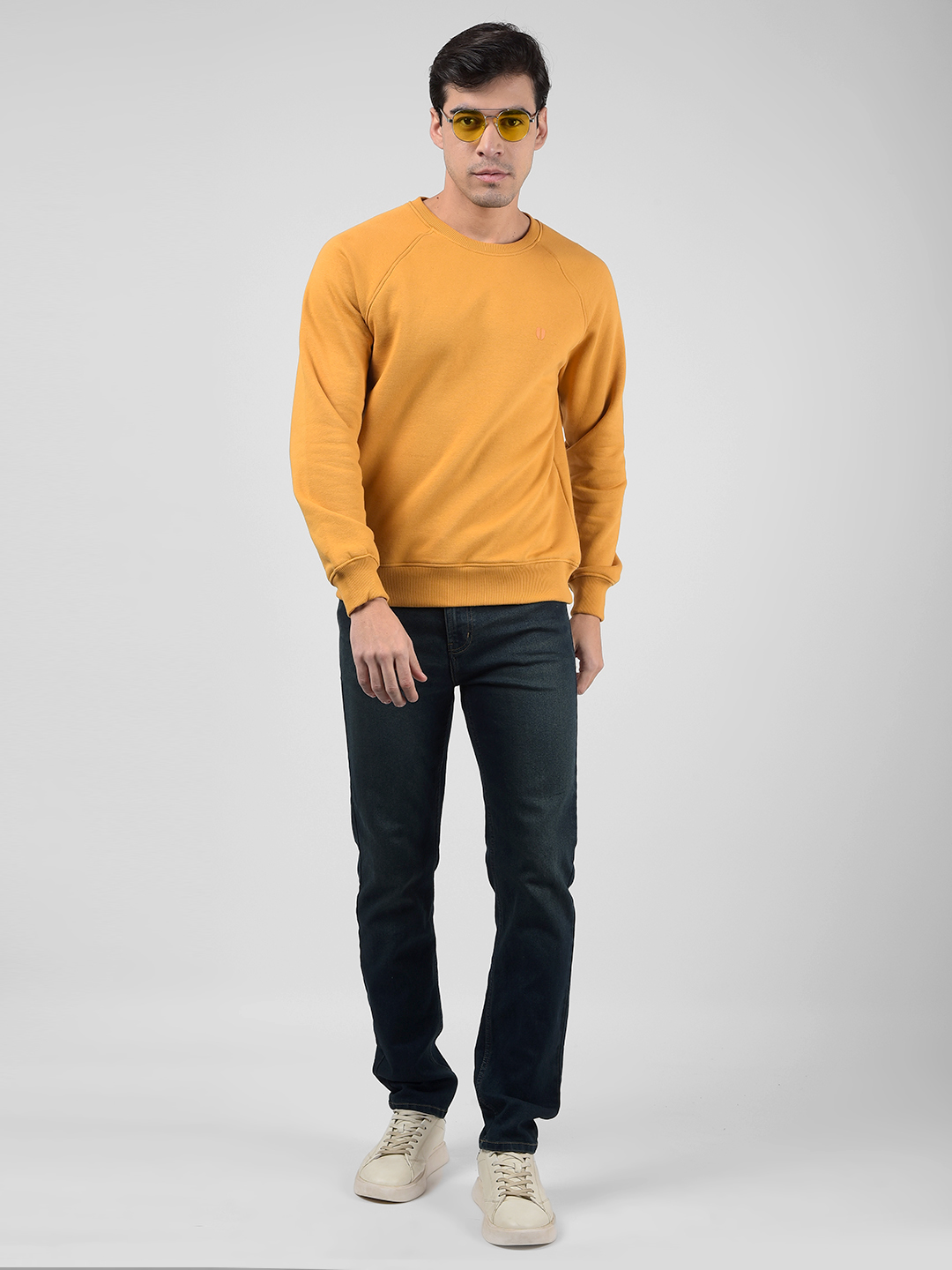Numero Uno Men Ochre Crew Neck Sweatshirts